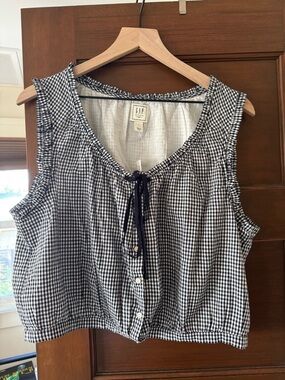 Gap × DÔEN Navy Gingham Crop Tank Top